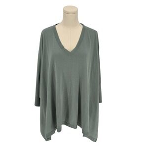 A New Day Oversized V Neck Sweater Poncho Womens OSFM Green Acrylic